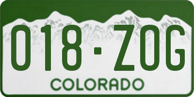 CO license plate 018ZOG