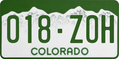 CO license plate 018ZOH
