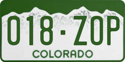 CO license plate 018ZOP