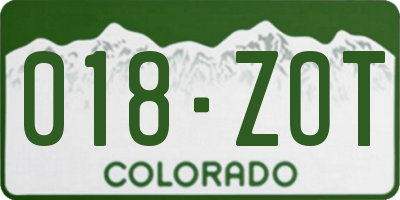 CO license plate 018ZOT