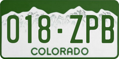 CO license plate 018ZPB