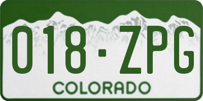 CO license plate 018ZPG
