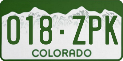 CO license plate 018ZPK