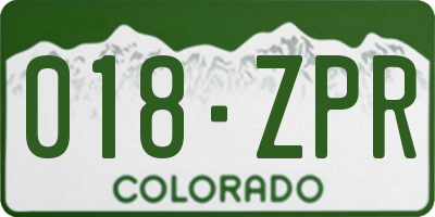 CO license plate 018ZPR