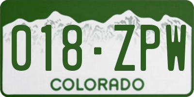 CO license plate 018ZPW