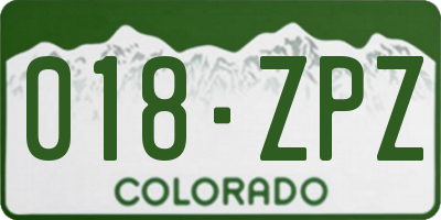 CO license plate 018ZPZ