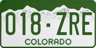 CO license plate 018ZRE