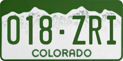 CO license plate 018ZRI