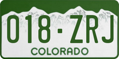 CO license plate 018ZRJ
