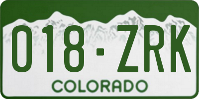 CO license plate 018ZRK