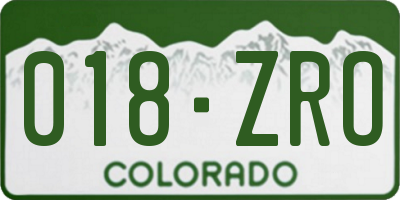 CO license plate 018ZRO