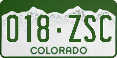 CO license plate 018ZSC