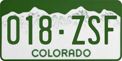 CO license plate 018ZSF