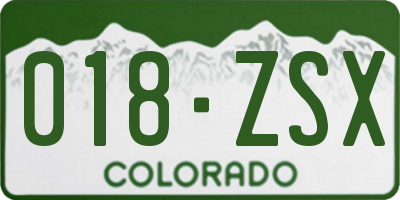 CO license plate 018ZSX