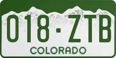 CO license plate 018ZTB