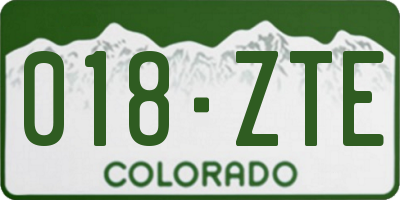 CO license plate 018ZTE