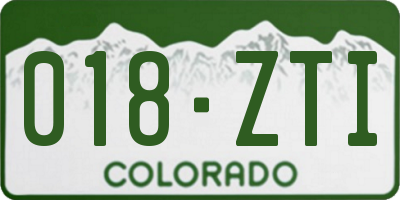 CO license plate 018ZTI