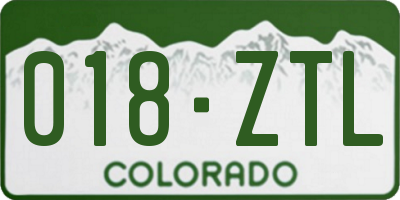 CO license plate 018ZTL