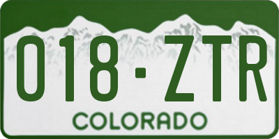 CO license plate 018ZTR