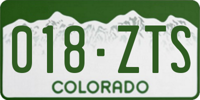 CO license plate 018ZTS