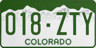 CO license plate 018ZTY