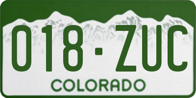 CO license plate 018ZUC