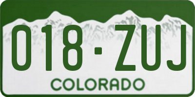 CO license plate 018ZUJ
