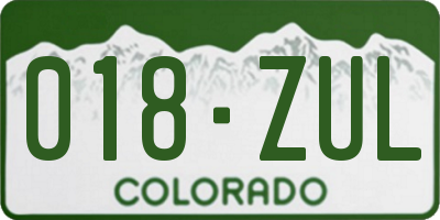 CO license plate 018ZUL