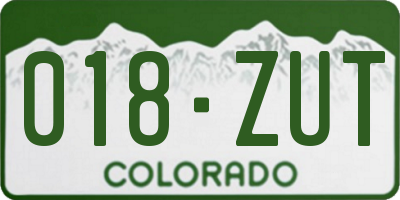 CO license plate 018ZUT