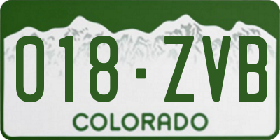 CO license plate 018ZVB