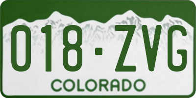 CO license plate 018ZVG