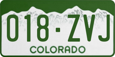 CO license plate 018ZVJ