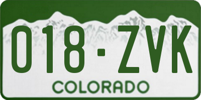 CO license plate 018ZVK