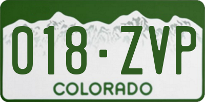 CO license plate 018ZVP