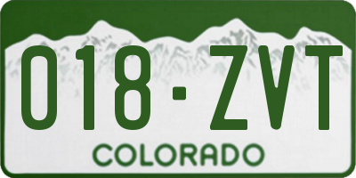 CO license plate 018ZVT