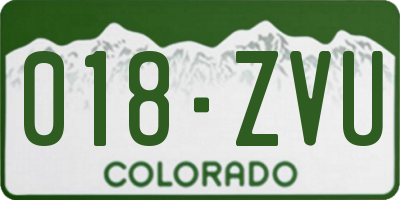 CO license plate 018ZVU