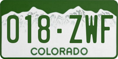 CO license plate 018ZWF