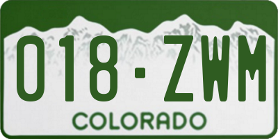 CO license plate 018ZWM