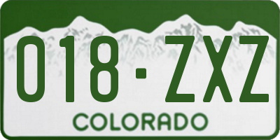 CO license plate 018ZXZ