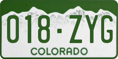 CO license plate 018ZYG