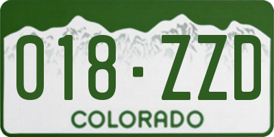 CO license plate 018ZZD