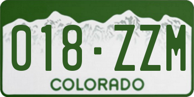 CO license plate 018ZZM