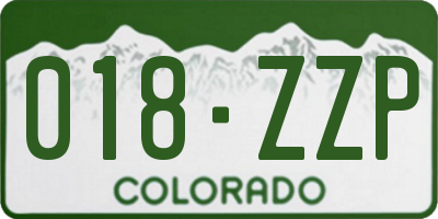 CO license plate 018ZZP
