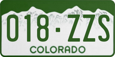 CO license plate 018ZZS