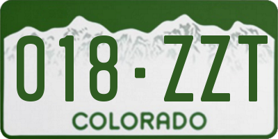 CO license plate 018ZZT
