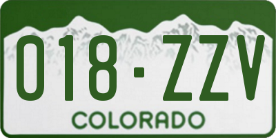 CO license plate 018ZZV
