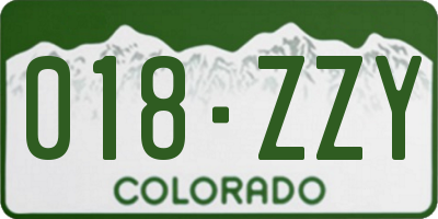 CO license plate 018ZZY