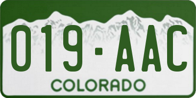 CO license plate 019AAC