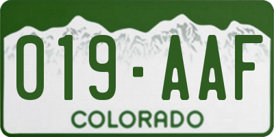 CO license plate 019AAF