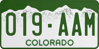 CO license plate 019AAM